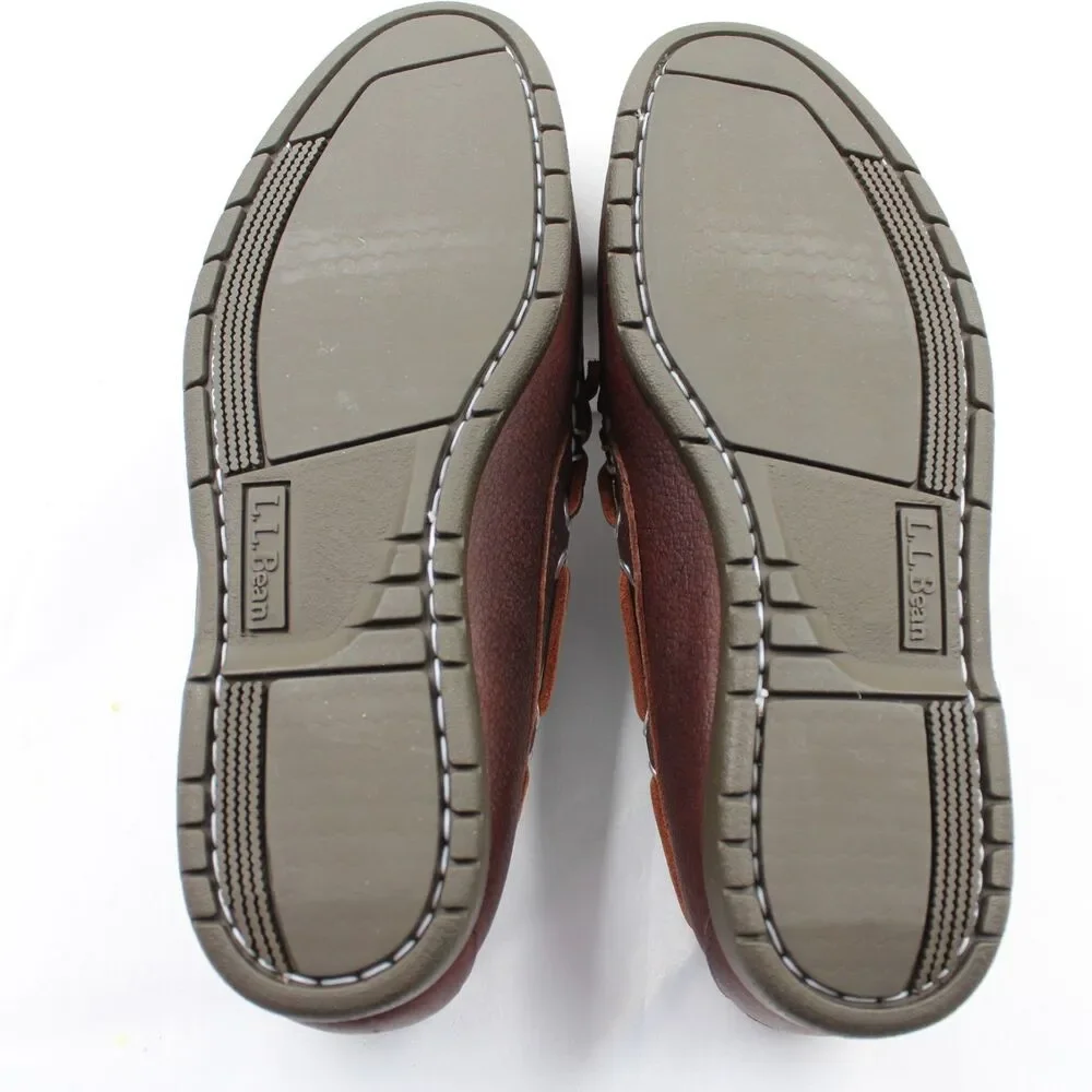NEW L.L. Bean Camp Mocs Men’s Size 7.5 Dark Brown Leather Loafers Moccasin